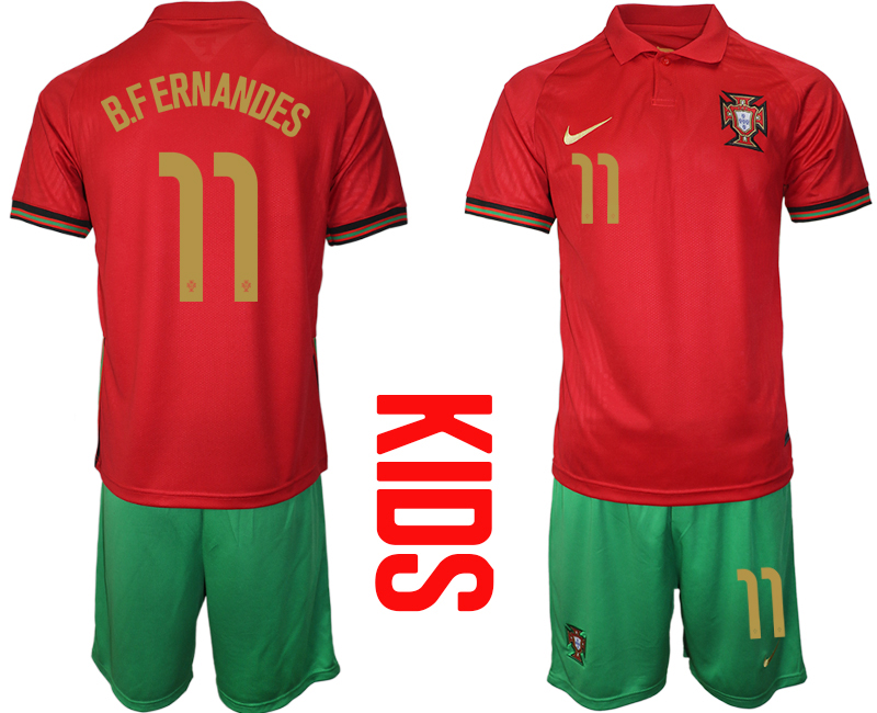 2021 European Cup Portugal home Youth #11 soccer jerseys->youth soccer jersey->Youth Jersey